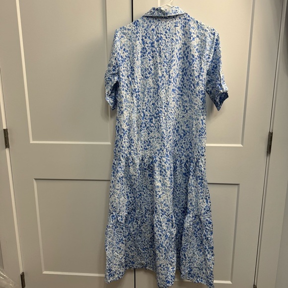 J.McLaughlin Janelle Silk-Blend Dress Blue White Size Small Easter Spring Summer - Picture 10 of 14